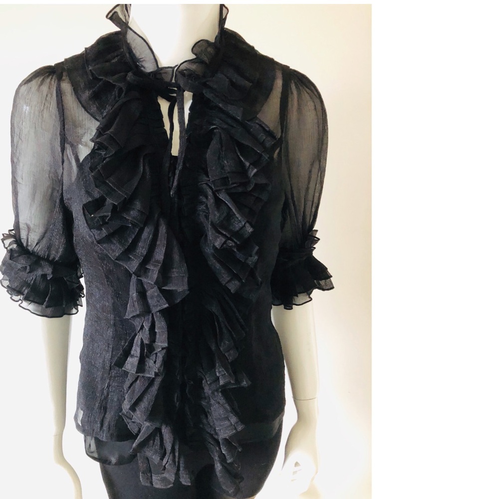 Black Ruffle Blouse - Picture 2 of 7